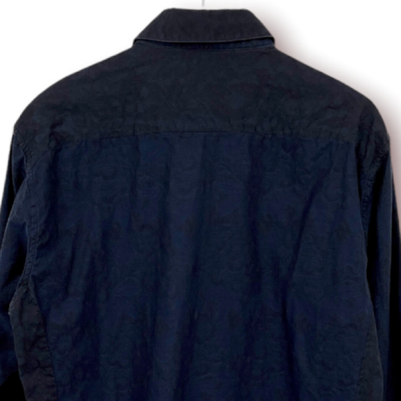 Robert Graham Blue Embroidered Button Down Flip Cuff Cotton Shirt Mens Sz Large - Picture 6 of 12